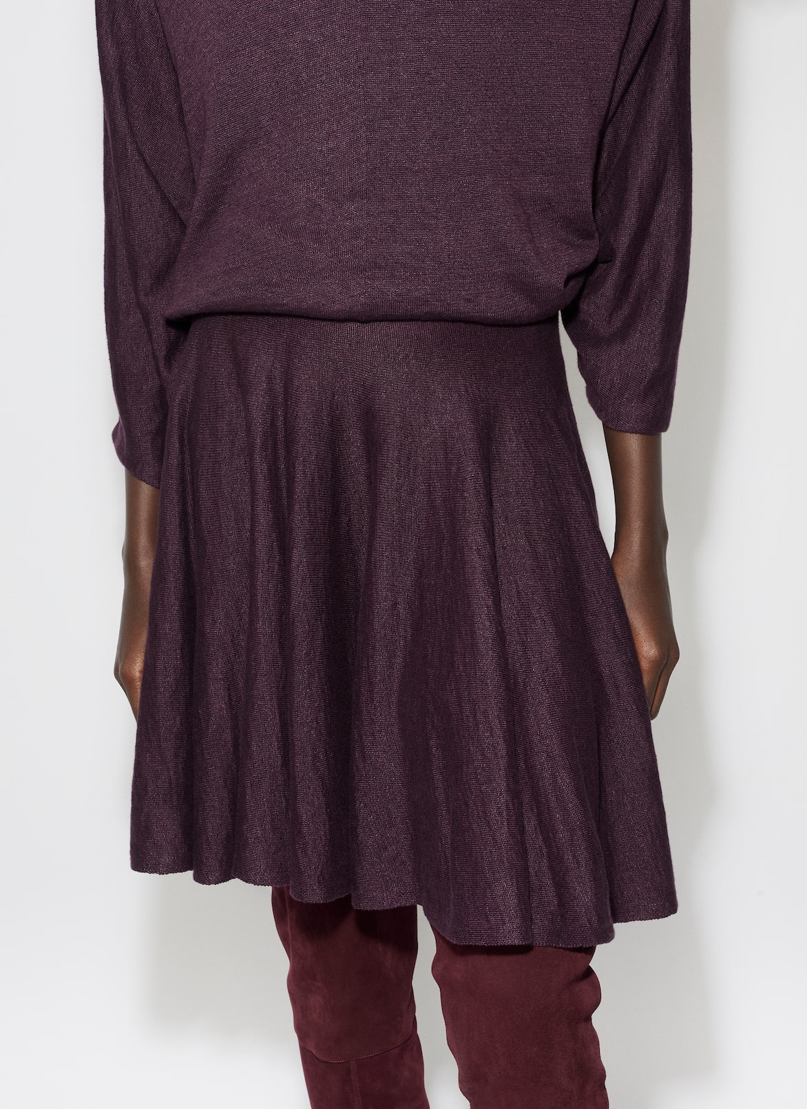 LINEN LAYERED DRESS ALAÏA DARK RED LINEN LAYERED DRESS